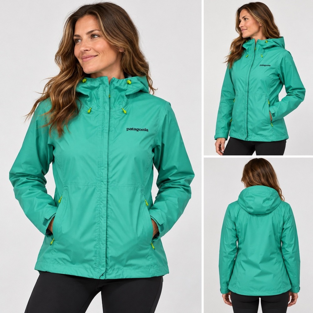 Patagonia Torrentshell Jacket Womens Small Aqua Green Rain Coat 83806 FA15 H2No